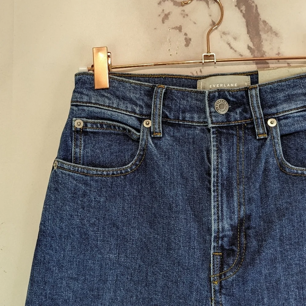 Everlane The Way High Jean Dark Wash Denim Straight Zip Fly Regular - Picture 2 of 11